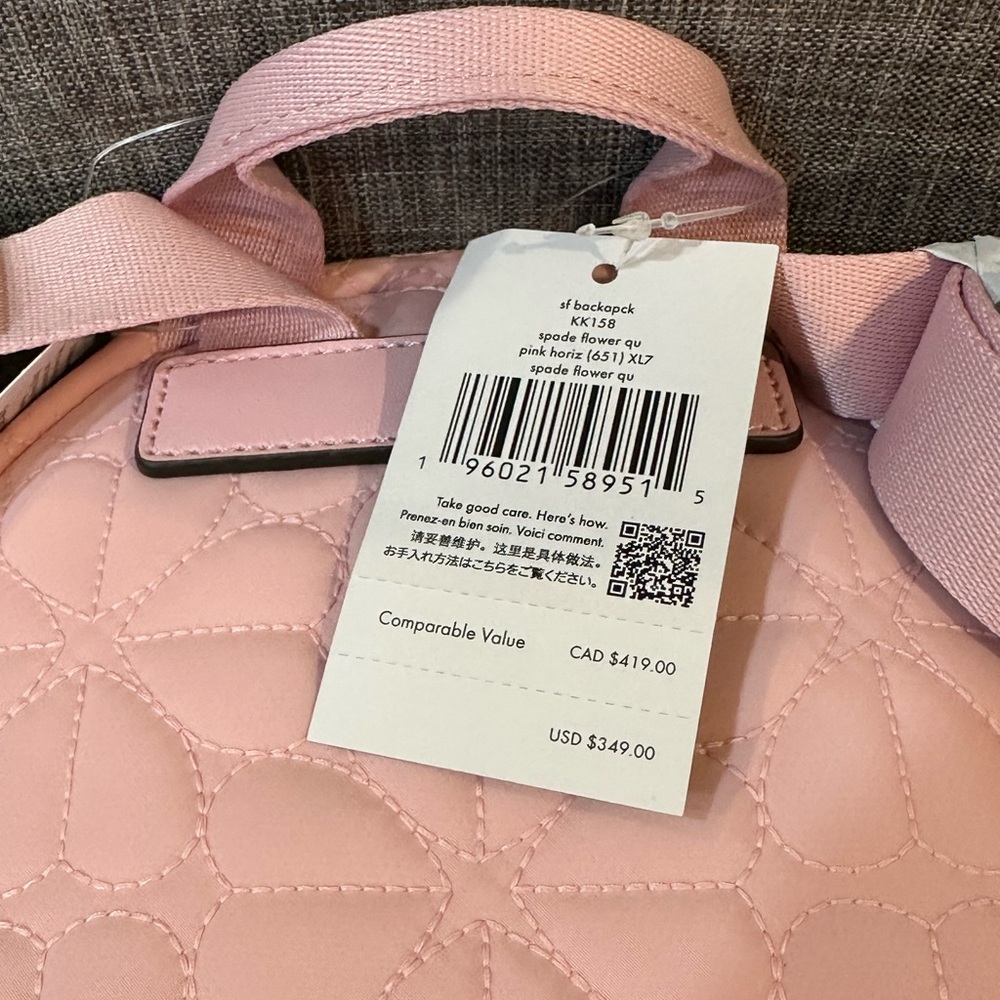 Kate Spade Pink Spade Flower Quilted Fabric Backpack NWT - Picture 5 of 7
